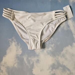 White Strappy Bikini Bottom Low Rise Cut